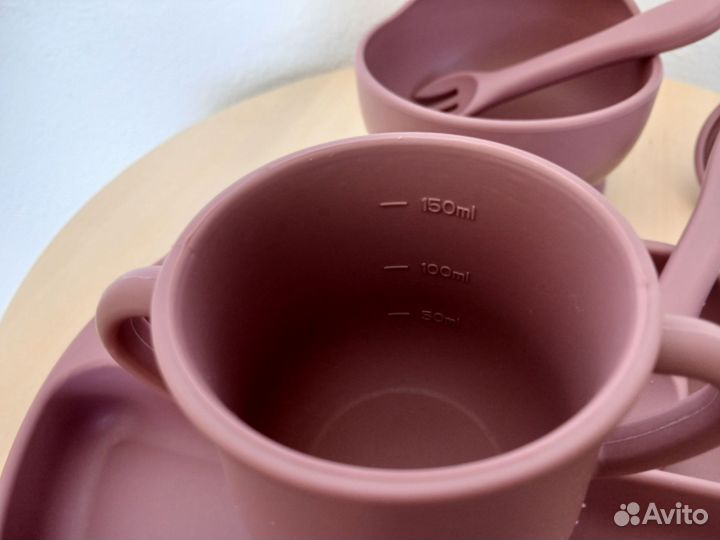 Детская посуда силиконовая тарелка чашка поильник