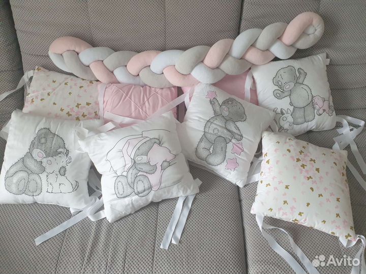 Новые бортики из сатина с косичкой в кроватку