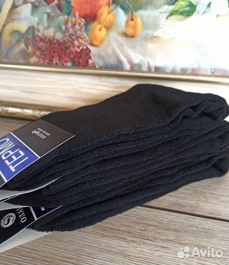 Термо носки махровые мужские черные 12 пар