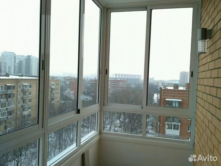 Остекление балкона 3200 на 1420 алюминиевое