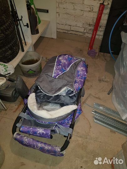 Детские санки коляска с колесами