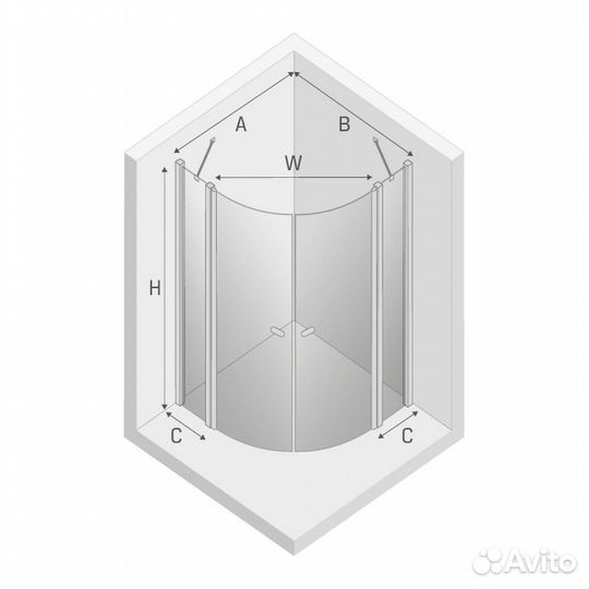 Душевой уголок NEW trendy NEW soleo Chrome 1950x1000x1000 Хром K-0420