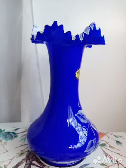 Ваза богемская стекло. Чехословакия винтаж