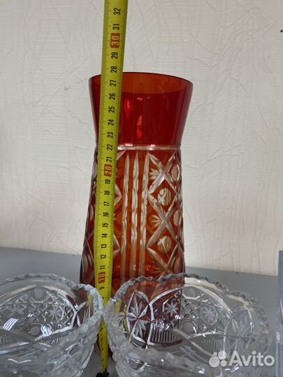 Хрусталь СССР цветное стекло ваза чаша блюдо