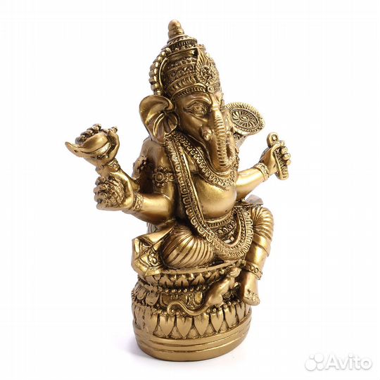 Ганеша в Лотосе - Статуэтка под бронзу, ru*025