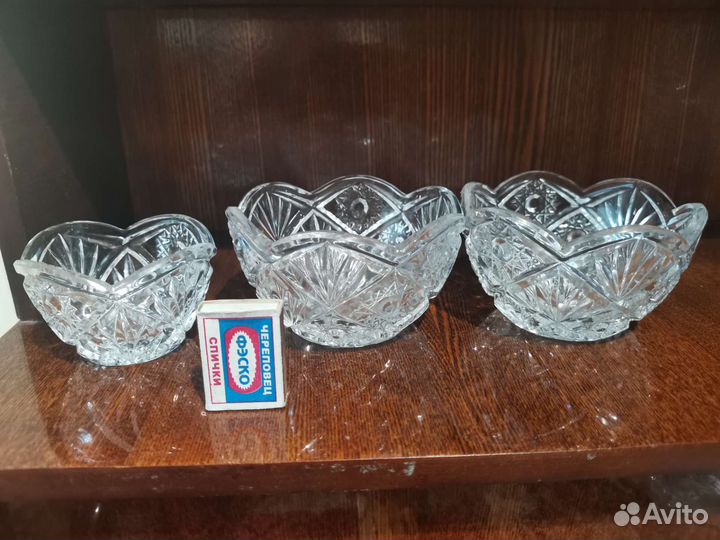 Хрустальные вазы и графин СССР