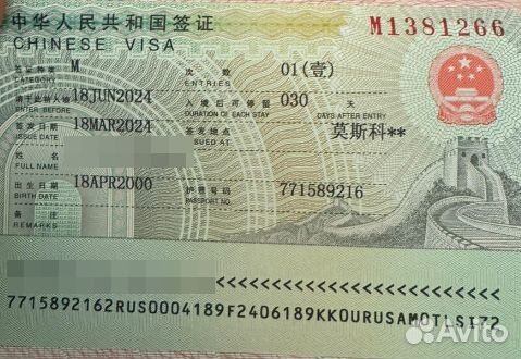 Любая виза в Китай 2024г