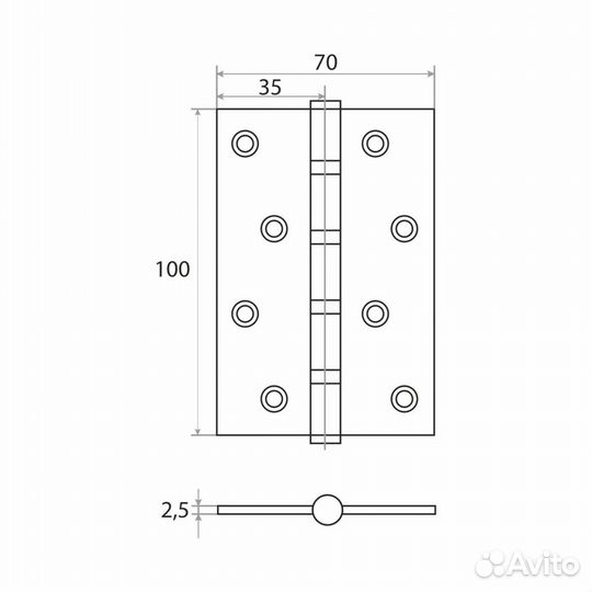 Петля дверная Trodos (графит) 100*70*2,5мм