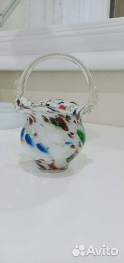 Вазочка конфетница цветное стекло