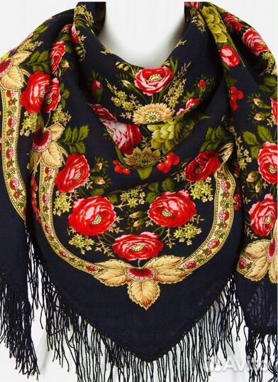 Павлопасадский шерстяной платок 125 см/125 см