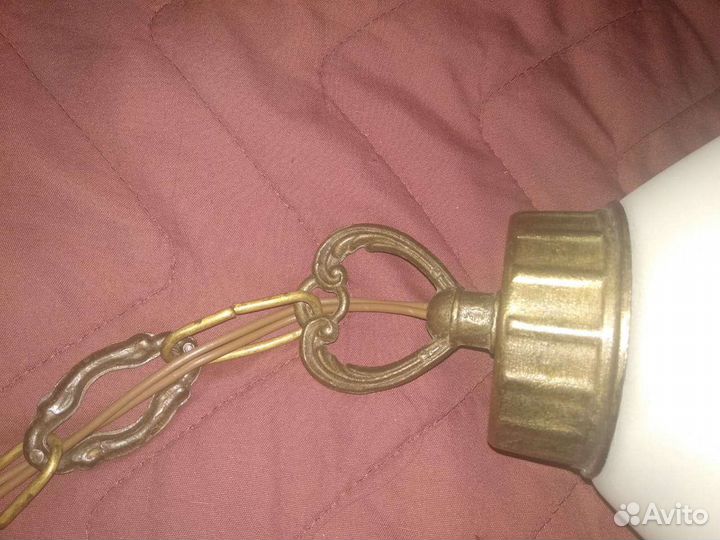 Люстры на 1 лампу бронза+стекло