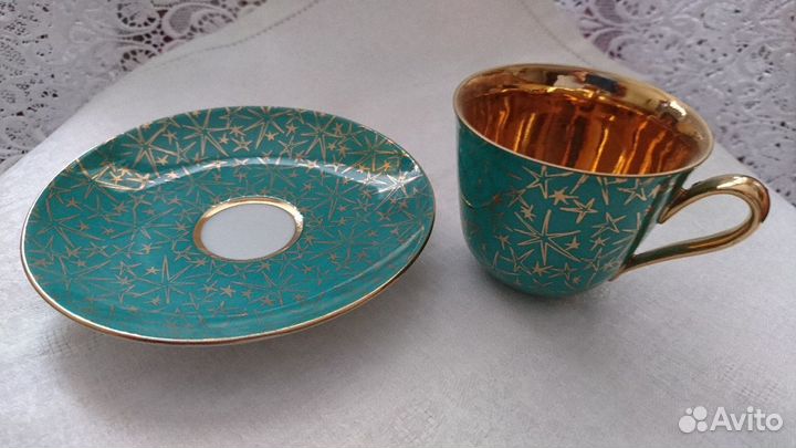 Фарфоровые Кофейные пары с позолотой - гдр и чсср