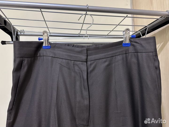 Длинные широкие женские брюки шоколадные