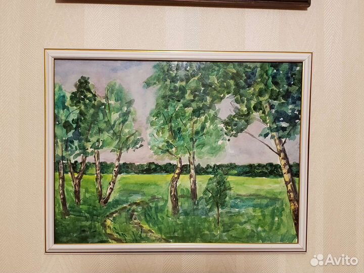 Картина акварелью берёзки 40х30 в новой раме
