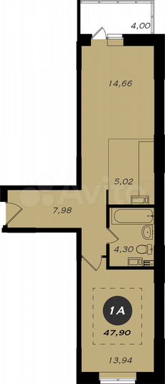 1-к. квартира, 47,9 м², 9/19 эт.