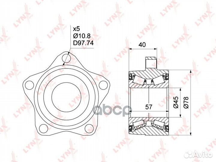 Подшипник ступицы передний ford Transit 2.2D-3