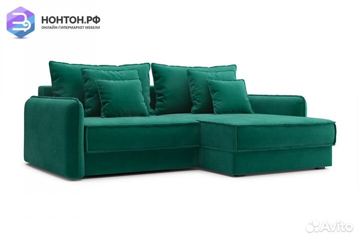 Диван угловой тик-так Антей изумрудный
