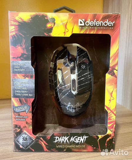 Игровая мышь+ коврик Defender Dark Agent