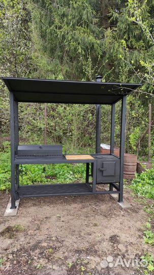 Мангал в стиле Лофт с печью под казан