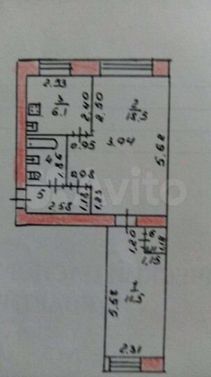 2-к. квартира, 43,4 м², 1/5 эт.