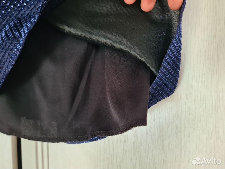 Новое Платье мини блестящее синее S 42 44