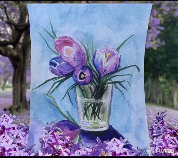 Этюды акварелью Цветы