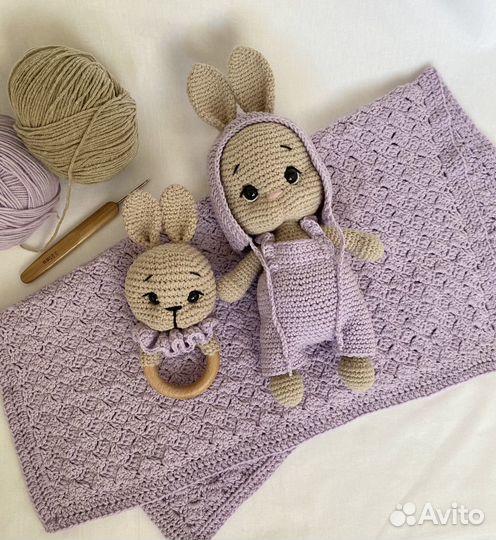 Игрушка вязаная зайка, набор