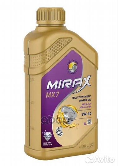 Масло моторное синтетическое 5W-40 1 л. mirax