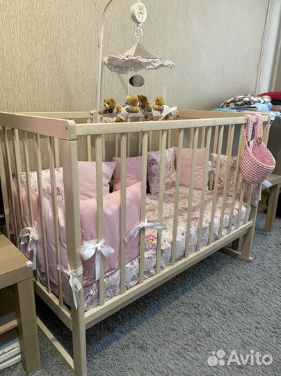 Детская кроватка, матрас, бортики