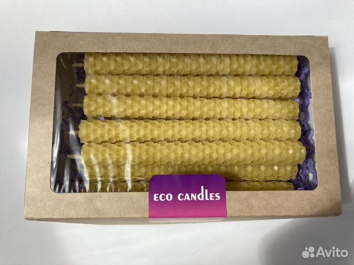 Набор тонких свечей из вощины (12 шт)