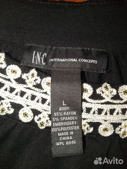 Туника р L чёрного цвета с вышивкой INC