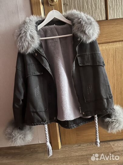 Джинсовая куртка с мехом