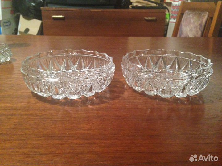 Две икорницы, хрусталь, диаметр 11 см, вместе