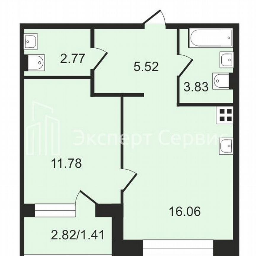 1-к. квартира, 42,8 м², 10/12 эт.