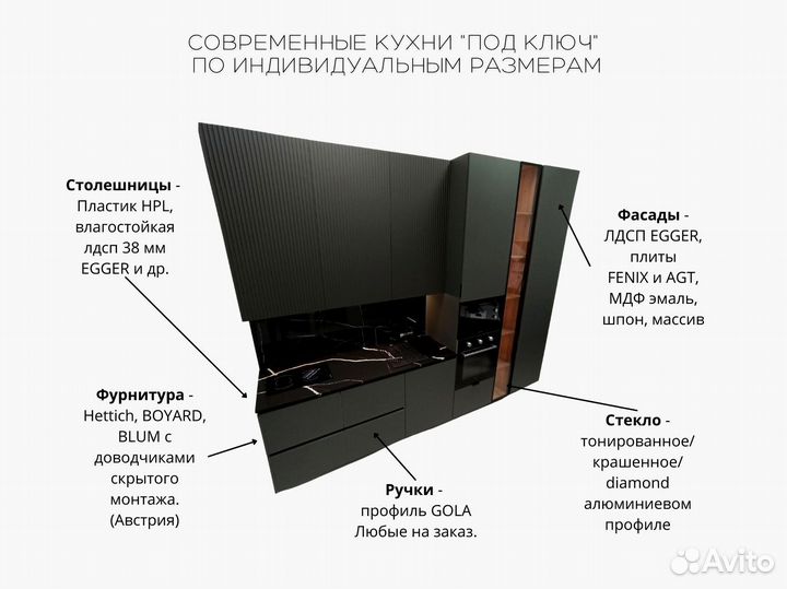 Кухонный гарнитур прямой в потолок на заказ