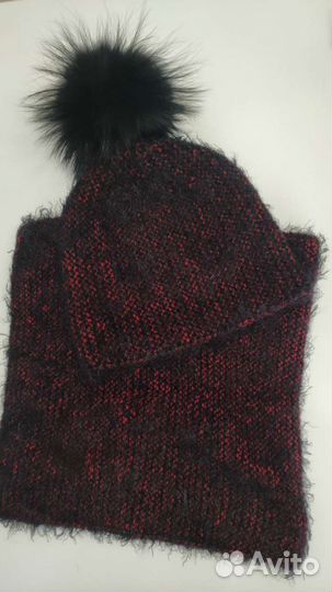 Шапка и варежки из пуха норки