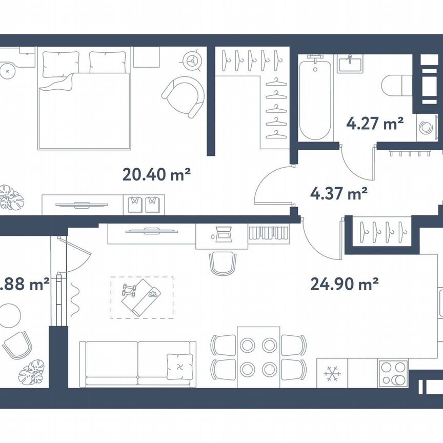 1-к. квартира, 55,9 м², 10/11 эт.