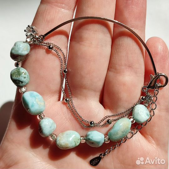 Ларимар браслет 16см на цепочке