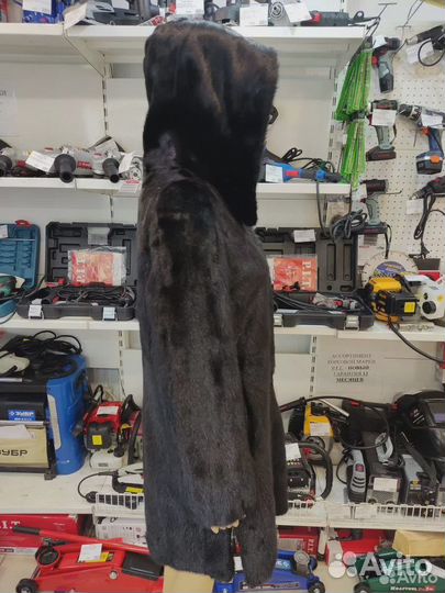 Шуба норковая 42-44р длинная с капюшоном