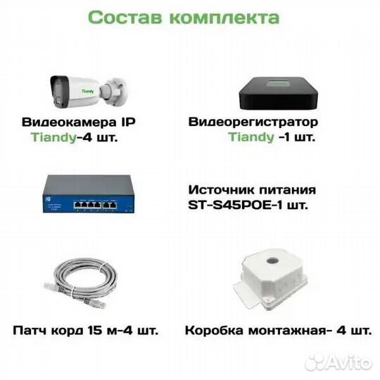 Готовый комплект уличного IP видеонаблюдения Tiand