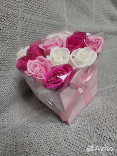Букет из мыльных роз в коробке 15 шт подарок