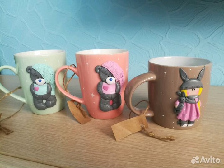 Кружка с декором из полимерной глины