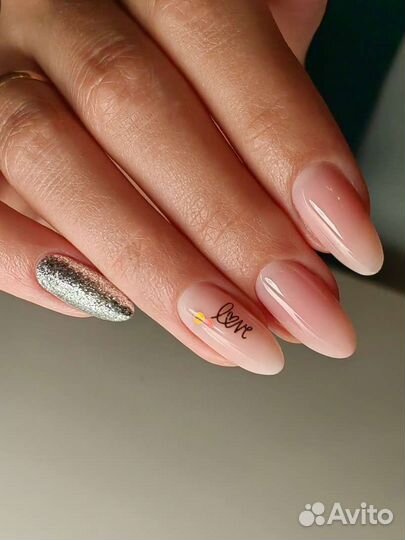 Маникюр, покрытие гель лак. укреплением. наращиван