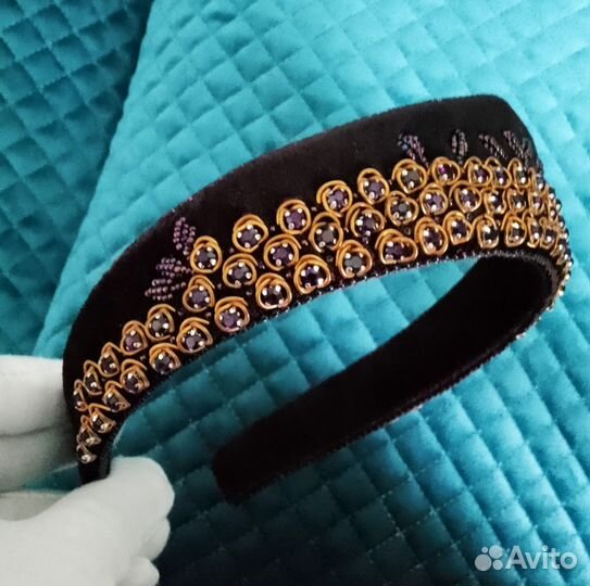 Ободок кокошник с вышивкой