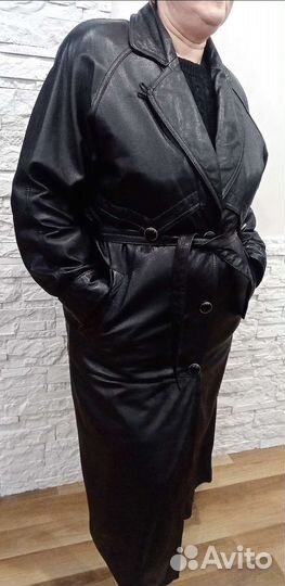 Кожаный плащ женский 48-50 размер