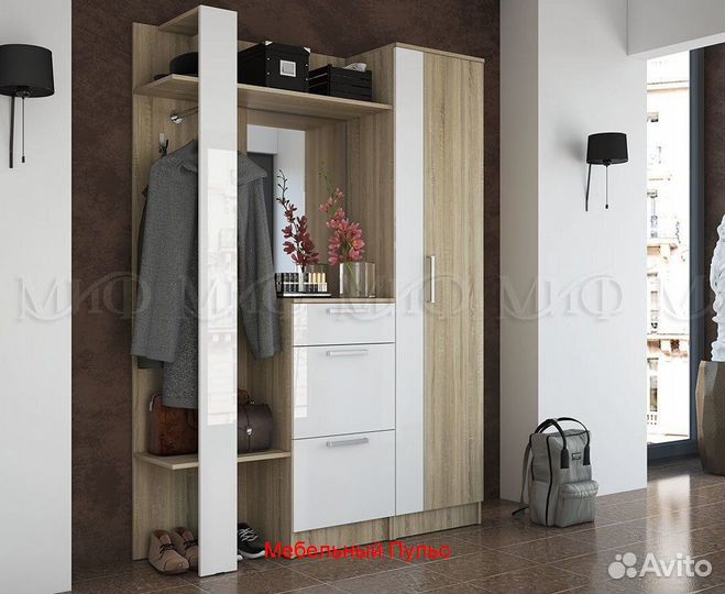 Мартина Шкаф платяной (Дуб Сонома/Белый глянец)