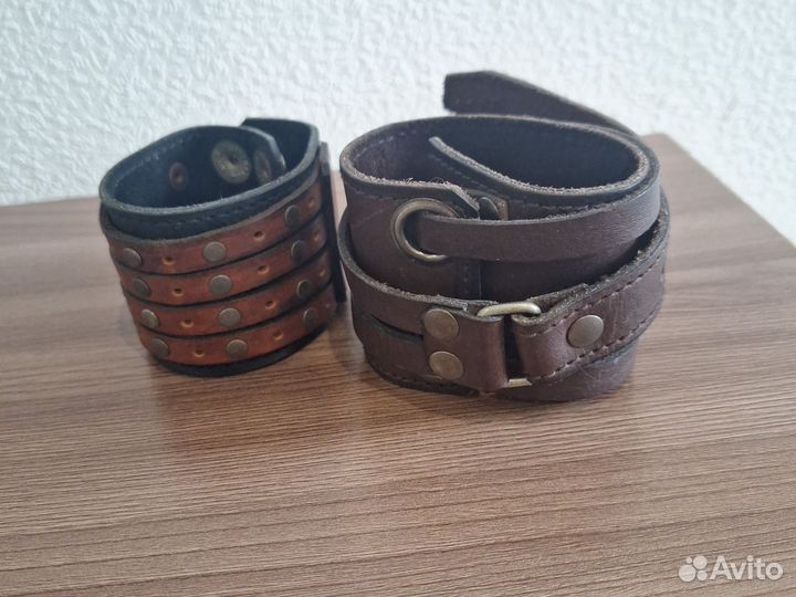 Напульсники из кожи, ручная работа, эксклюзив
