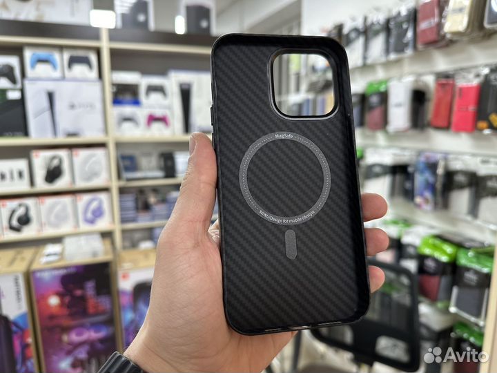 Чехол - накладка для iPhone 14 Pro Max цвет карбон