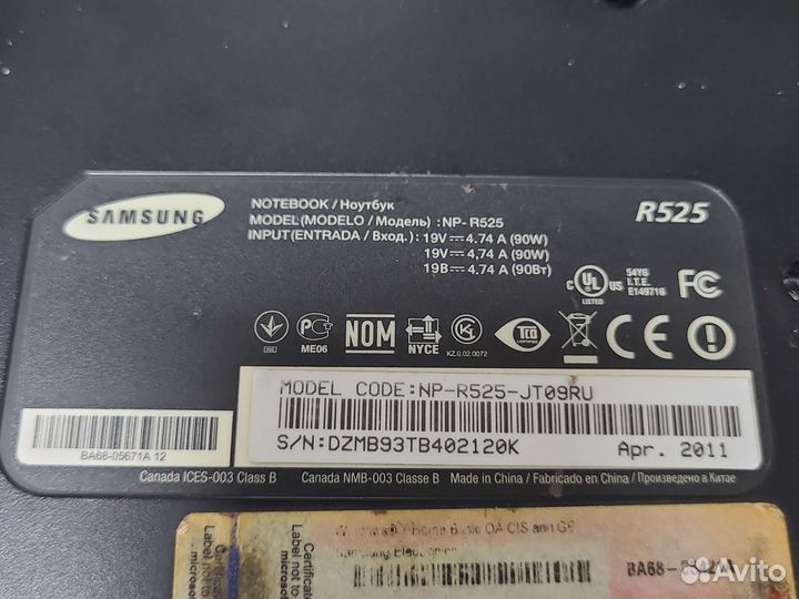 По запчастям ноутбук Samsung R525 не вкл