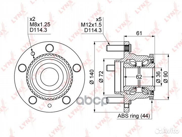 Ступица задняя в сборе с ABS WH-1094 lynxauto
